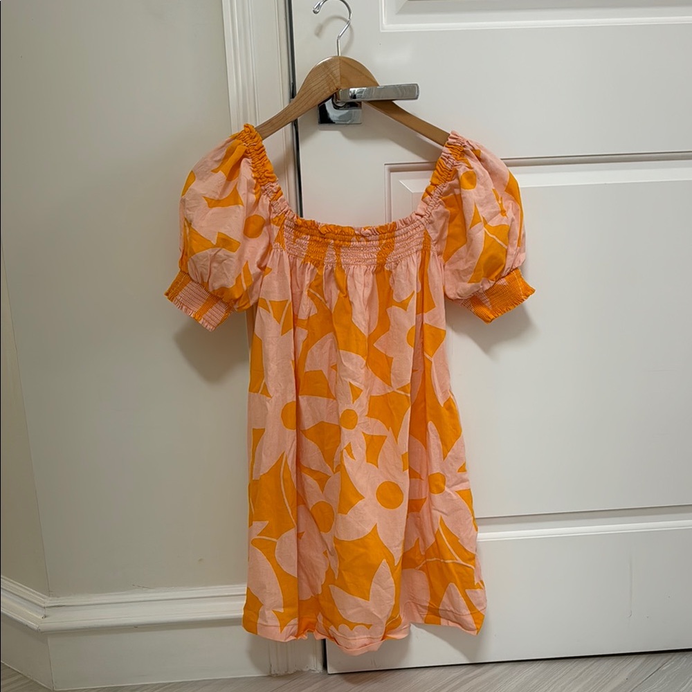 Free People Orange and Pink Floral Dress